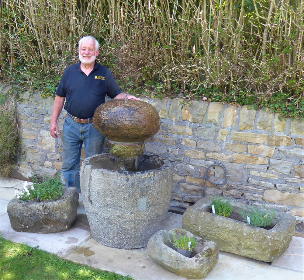 Garden Design Ideas Yorkshire UK Circular stone trough water feature